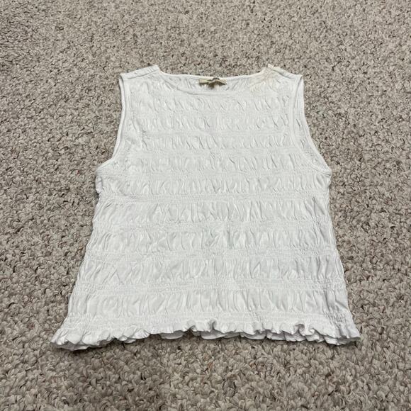 Madewell Tops - NWT Madewell Smocked Boatneck Tank Sz XXS White Coastal Nautical Preppy